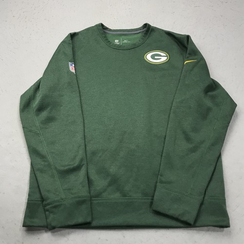 Green Bay Packers Sweatshirt Mens Medium Green Nike On Field Crewneck Logo NFL - Picture 1 of 8