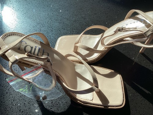 Ladies FAITH beige Toe Post Strappy Sandal Shoes 4” Stiletto Heels Size 8/41 New - Picture 11 of 14