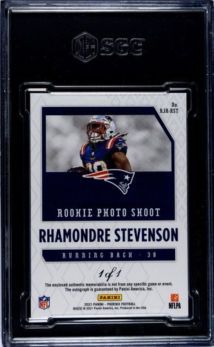2021 Panini Rhamondre Stevenson RC Patriots Auto Superfractor Gold Vinyl 1/1 - Bild 2 von 2
