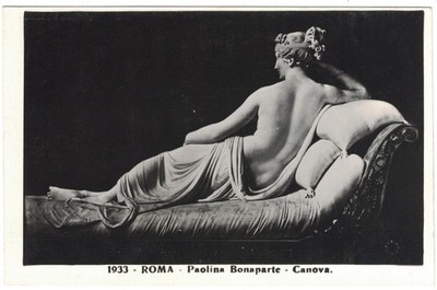 Rome Italy Marble Sculpture Paolina Borghese as Venus Victrix Vintage Postcard