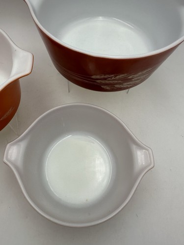 Vntg Pyrex Autumn Harvest Wheat Nesting Mixing Bowl Set 473, 474, 475 EXCELLENT - Picture 6 of 24