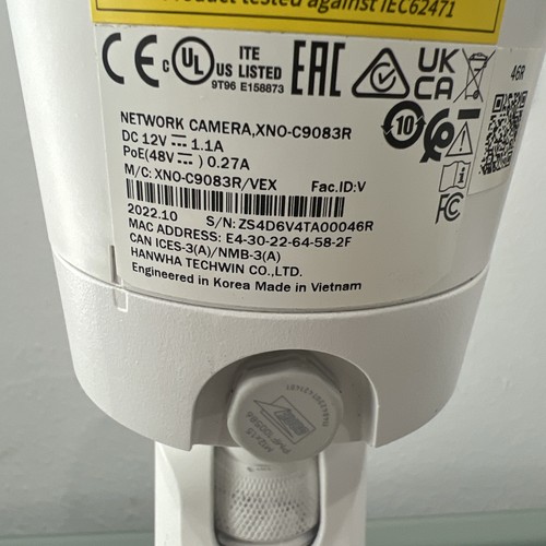Hanwha XNO-C9083R Outdoor Network AI IR Bullet Camera 4K resolution UNTESTED - Bild 9 von 10