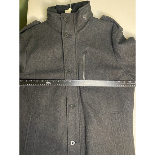 Chaqueta Express Para Hombre Talla Grande Informal Gris Mezcla Lana Abrigo Hombro charretera  - Imagen 8 de 12