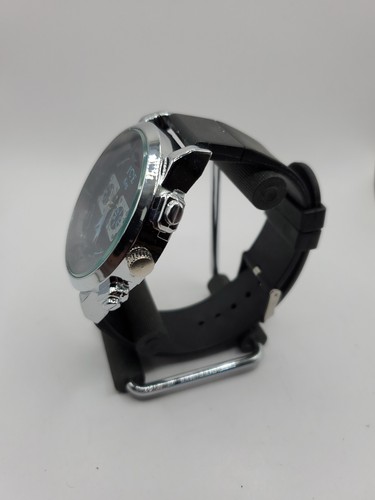 Ice King Men's Quartz Watch 50mm Round Silver Tone Black Silicone Band - Picture 2 of 9