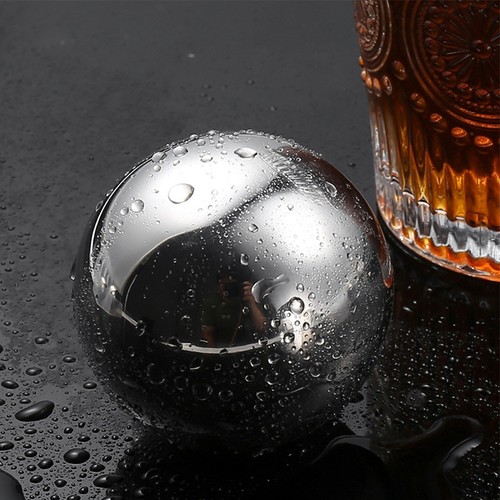 1x Stainless Steel Ice Cubes 38mm Silver Convenient Reusable Retain Cold Flavor - Picture 23 of 23