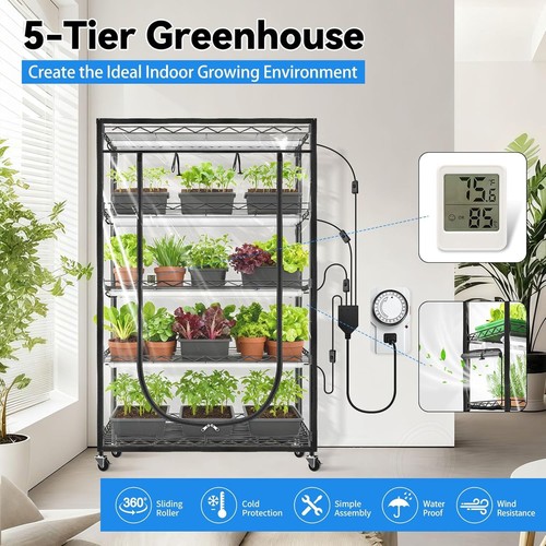 Indoor Greenhouse with IP65 LED Grow Lights Full Spectrum  for Seed Starting Lab - Picture 3 of 27