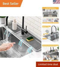 24'' Longer Faucet Mat for Kitchen Sink Splash Guard[7° Slope Fast Self-drain...
