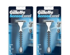 Gillette Sensor Excel Razor Handle Twin Blade Manual x2