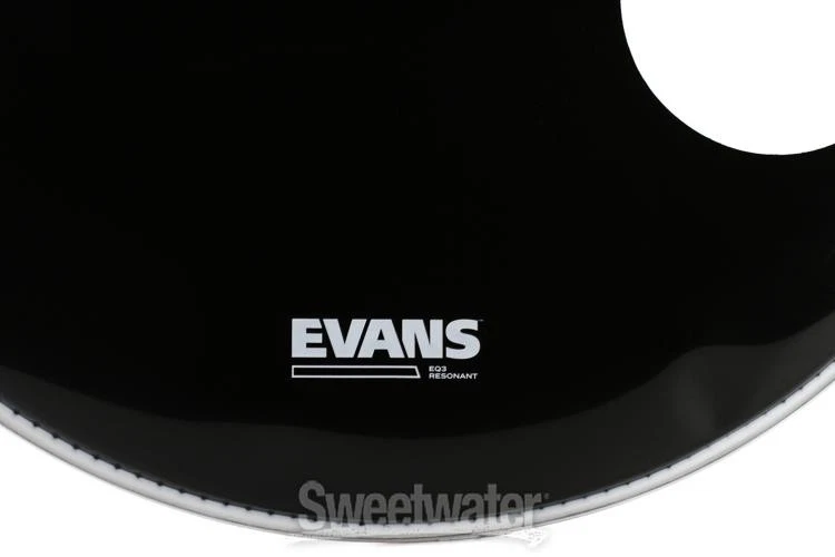 Evans EQ3 черная басовая резонансная барабанная головка - 22 дюйма - с портом - Изображение 4 из 4