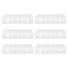  6pcs Clear 18-Grid Component Storage Box, Removable Divider Organizer for Small