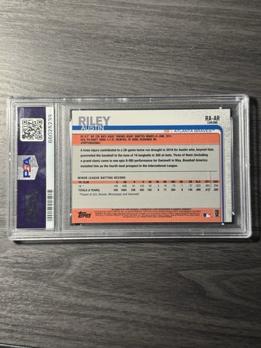 2019 Topps Chrome AUSTIN RILEY RC Auto PSA 9 Atlanta Braves Superstar 🔥 - Foto 3 di 3