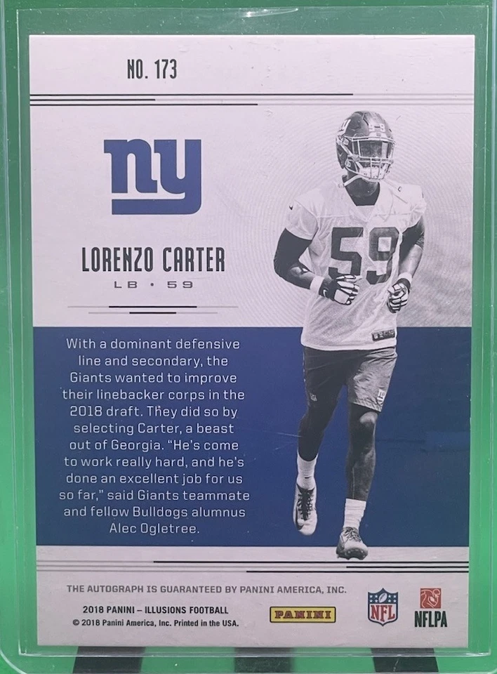 2018 Illusions Signs Trophy Collection Green /25 Lorenzo Carter Rookie Auto RC - Image 3 of 3