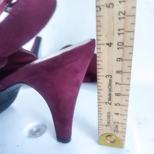 Madden Mädchen Größe 10 Pumps Kunst-Wildleder Slingback Ochsenblut burgunderrot offene Zehenpartie Absätze - Bild 12 von 12