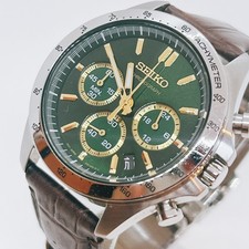 Seiko 8T63-00D0 Chronograph Quartz Men's Watch Green Dial Analog From Japan