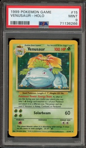 Pokemon Venusaur Base Set Unlimited Holo Rare #15 PSA 9 Mint
