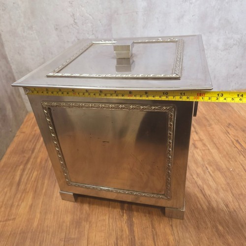Art Deco 30er Jahre quadratische Kohle Aufbewahrungsbox verchromt mit Originaleinsatz. - Bild 20 von 22