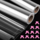 2 x Cellophane Wrap Roll with Pink Bows Hampers Baskets For Gifts Clear Florist