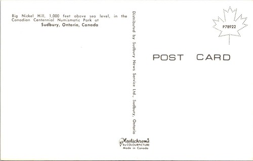 Cartolina MINING, Big Nickel Hill, SUDBURY, Ontario, Canada - foto a colori - Foto 2 di 2