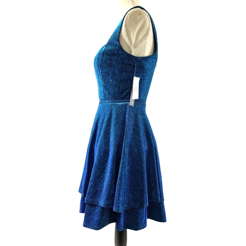 City Triangles Party Dress Junior Size 1 Teal Blue Sparkle Fairycore Glam Event - Picture 3 of 16