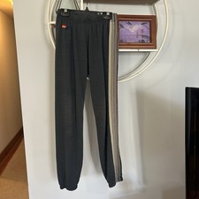 Aviator Nation Women's XS Extra Small Blue Gray Grey Sweatpants With Blue Stripe