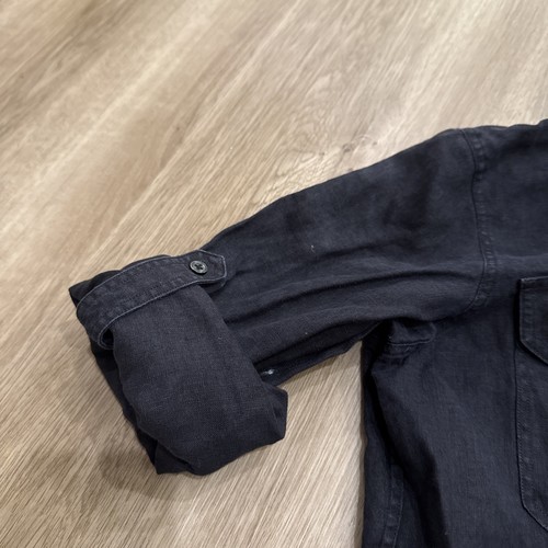 Chaps Classics 100% Linen Black Button Down Shirt Women’s M Roll Tab 3/4 Sleeve - Picture 6 of 18