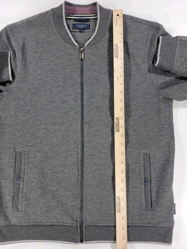 Ted Baker Men’s Full Zip Tangfaz Bomber Sweater Jacket Gray 4 Large Stretch NWOT - Picture 9 of 11