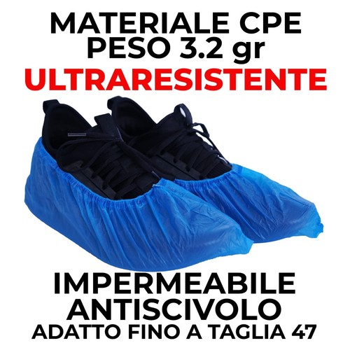 MC 100 PZ Copriscarpe monouso 3,2 GR Calzari usa e getta (40 * 15) in CPE - Foto 2 di 24