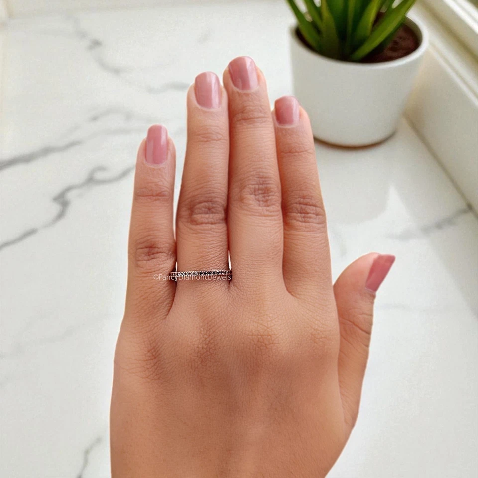 Aliança de casamento cor preta natural diamante prata/10K/14K/18K aliança de aniversário - Imagem 2 de 4