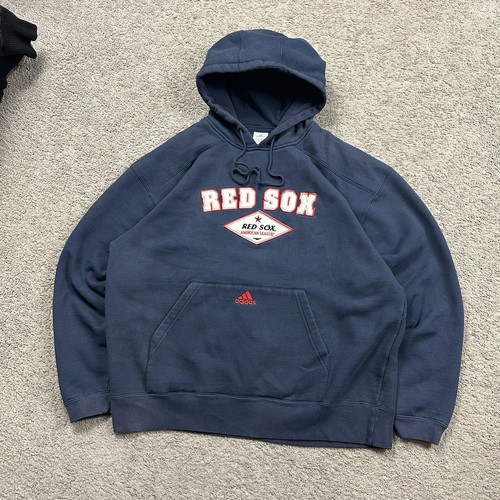 Vintage 00s Y2K Adidas Red Sox American League Hoodie Fleece Navy Men’s Size L - Picture 1 of 6