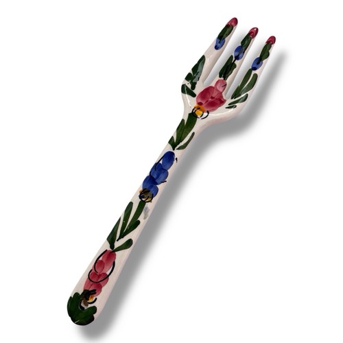 Servidores de ensaladas grandes de cerámica pintados a mano. Uso decorativo o práctico. 29cm largo - Imagen 2 de 11