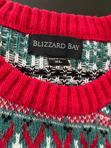 Neu ohne Etikett Blizzard Bay Pullover Herren XL grün rot Hai Weihnachten hässlicher Urlaub (GR177) - Bild 3 von 7