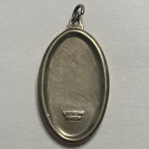 VTG STERLING SILVER SAINT CHRISTOPHER PROTECTS US RELIGIOUS MEDAL PENDANT 1 5/8  - Picture 3 of 3