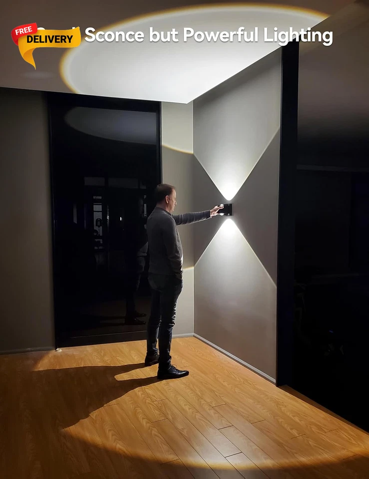 LED Dimmable Wall Sconce Indoor Black Modern up and down Movie Theater Sconces.. - Image 2 of 4