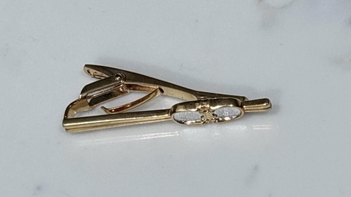 Celine Tie Clip Gold Tone Silver Tone Double C Logo Vintage - Picture 3 of 12