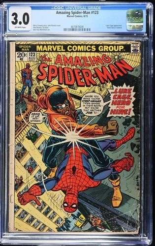 Amazing Spider-Man #123 (1973) – CGC 3.0 OW – Gwen Stacy Funeral, Luke Cage