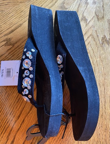 Neu OVP Strass Nieten Flip Flops Keilabsatz Sandalen Riemen BLING Größe S (5/6) - Bild 4 von 13