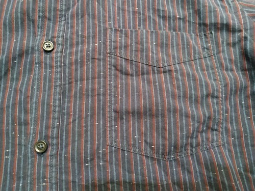 Camicia uomo Sisley taglia L blu tasca bordo,100%CO, a righe, colletto a fascia - Foto 10 di 13
