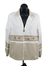 Allison Daley Jacket Women's White Tan Full Zip Windbreaker Lined Size 8