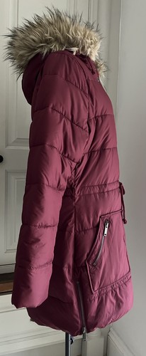 HOLLISTER Womens Hooded Parka Jacket UK Large Burgundy immaculate condition - Picture 2 of 12