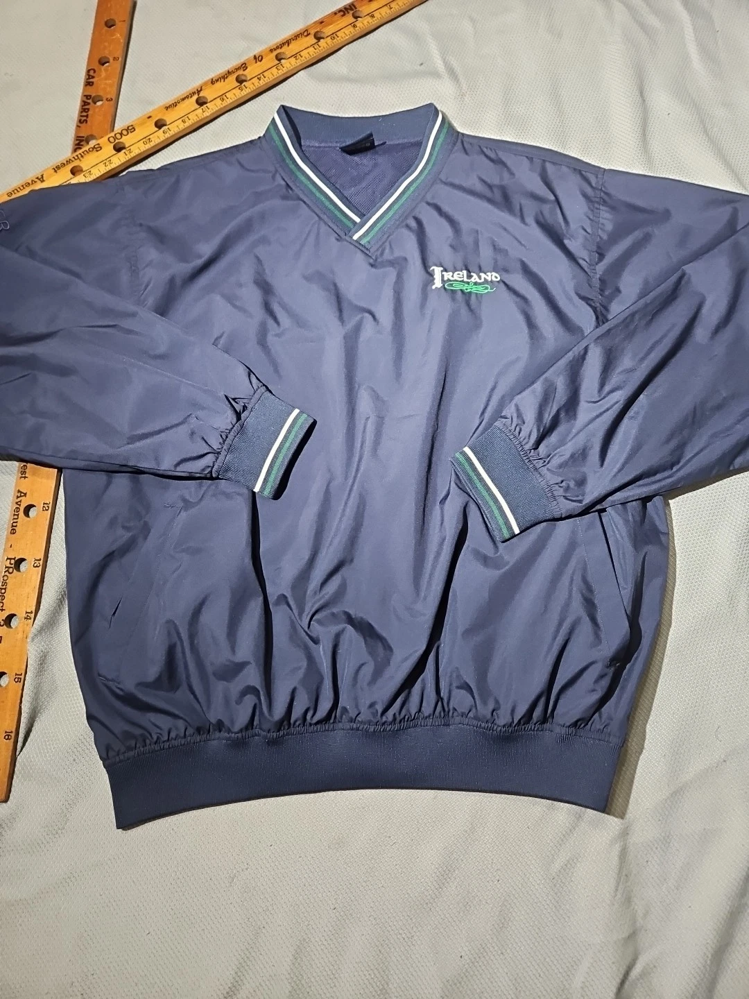 Seiger Golf Jacket Mens Large Blue V-Neck Ireland Logo Spellout Pullover Active