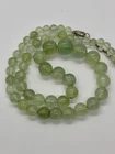 Prehnite Bead Necklace 236 Carats Smooth Round Balls Spheres Silver Clasp 16-18”