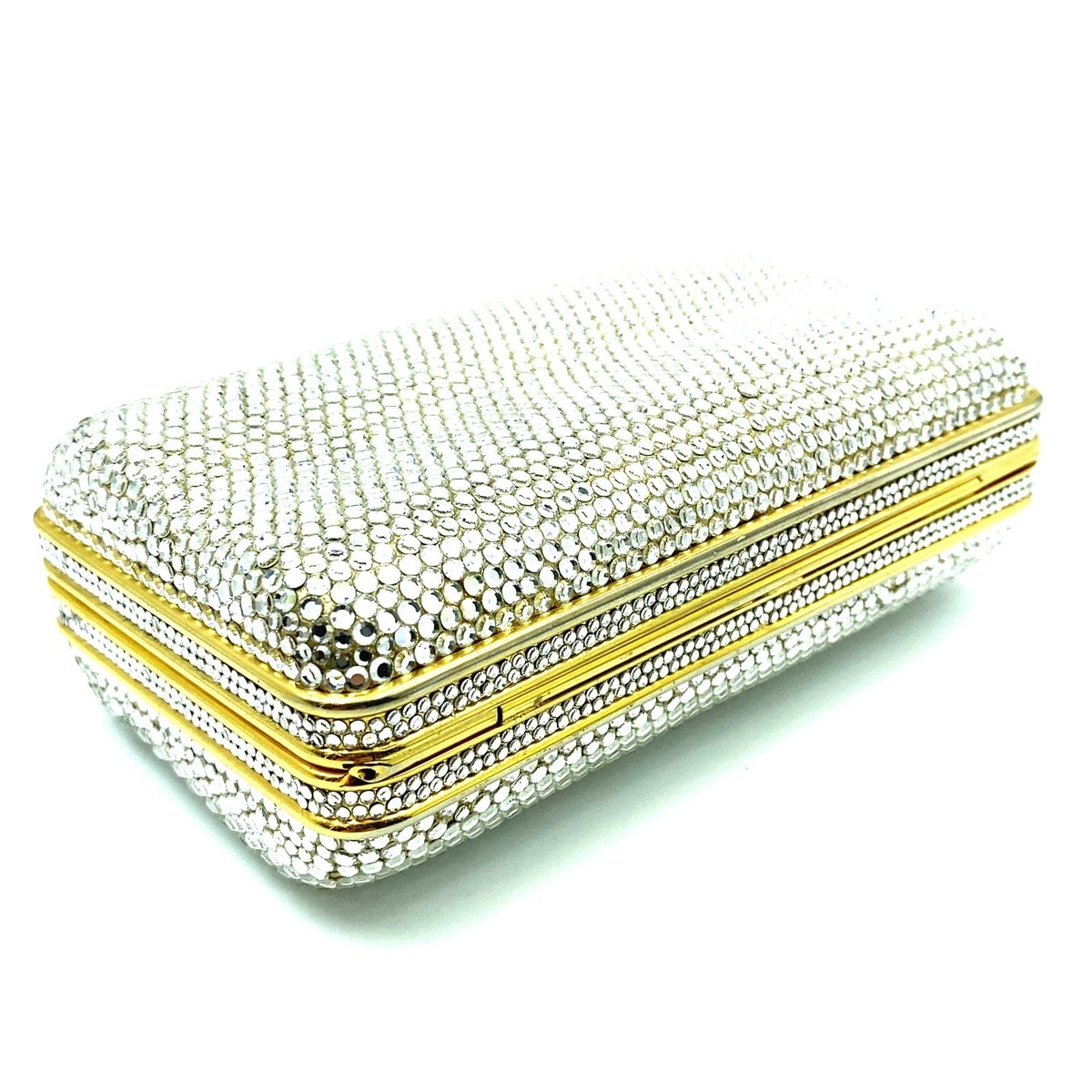 Vintage Judith Leiber Gold and Crystal Clutch Purse with