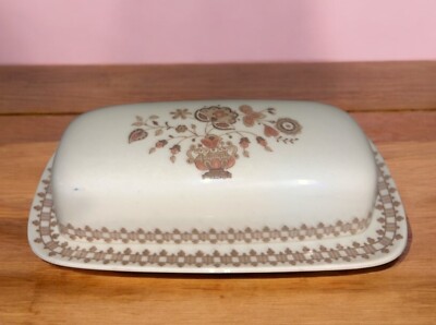 Staffordshire Johnson Bros Old Granite “Jamestown” Covered Butter Dish 