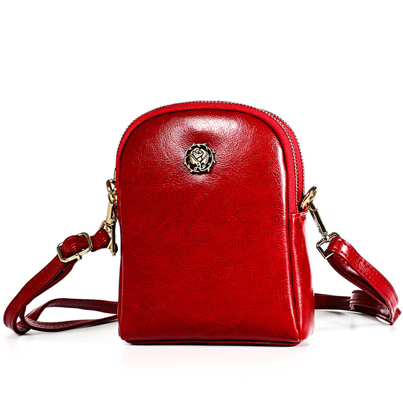 Genuine Leather Women's mini Crossbody Bag Vintage Shoulder Bag Double