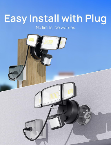75W Motion Sensor Light, 7500LM LED Flood, Dusk to Dawn, IP65 Outdoor Security - Picture 5 of 8