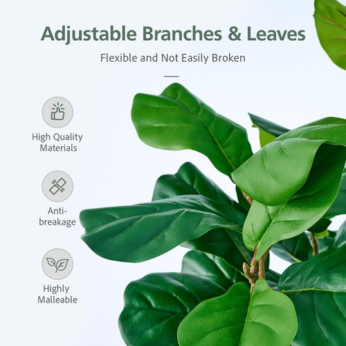 31.5" Artificial Mini Fiddle Leaf Fig Tree White Pot Fake Plants Office Decor - Picture 6 of 8
