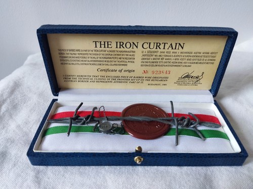 Hungarian-Austrian Piece of Barbed Wire - Piece of the The Iron Curtain in box