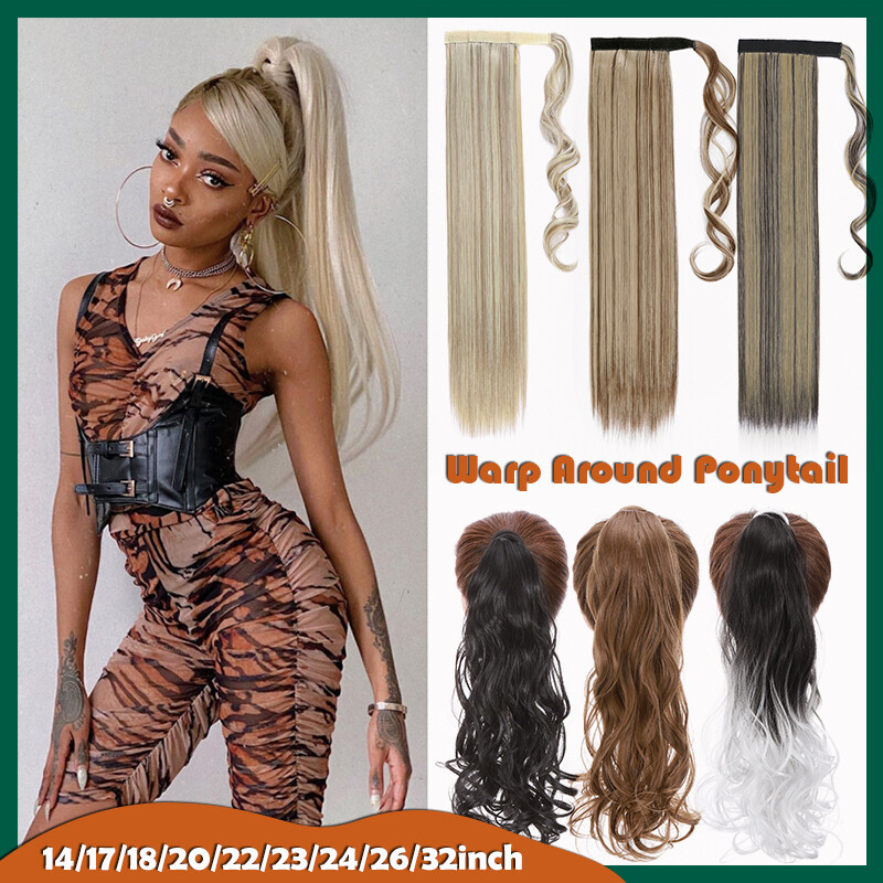 32'' Real Thick Human Hair Ponytail Extensions Wrap Around Pony tail Extra Long - Picture 16 of 65
