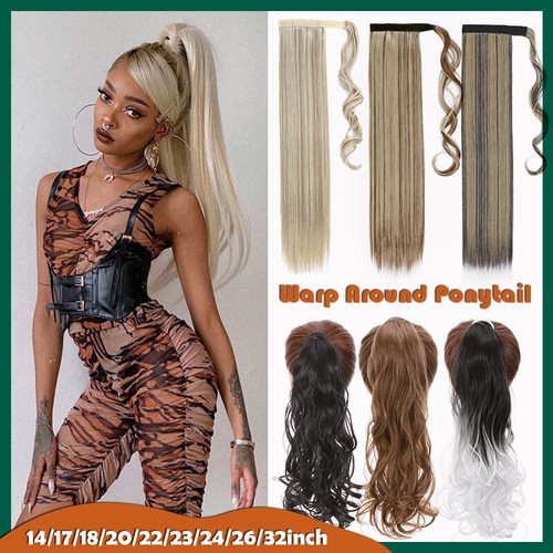 Hair ponytail Clip In as Real Human Hair Extensions Wrap Around Pony Tail Thick - Picture 16 of 65