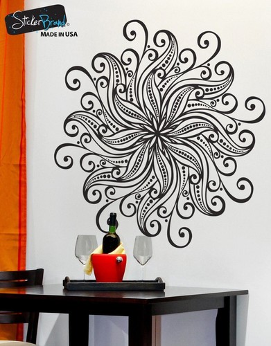 Mandala Wall Decal Headboard Bedroom Boho Decor Yoga Studio Decal. #1567 - Picture 4 of 12